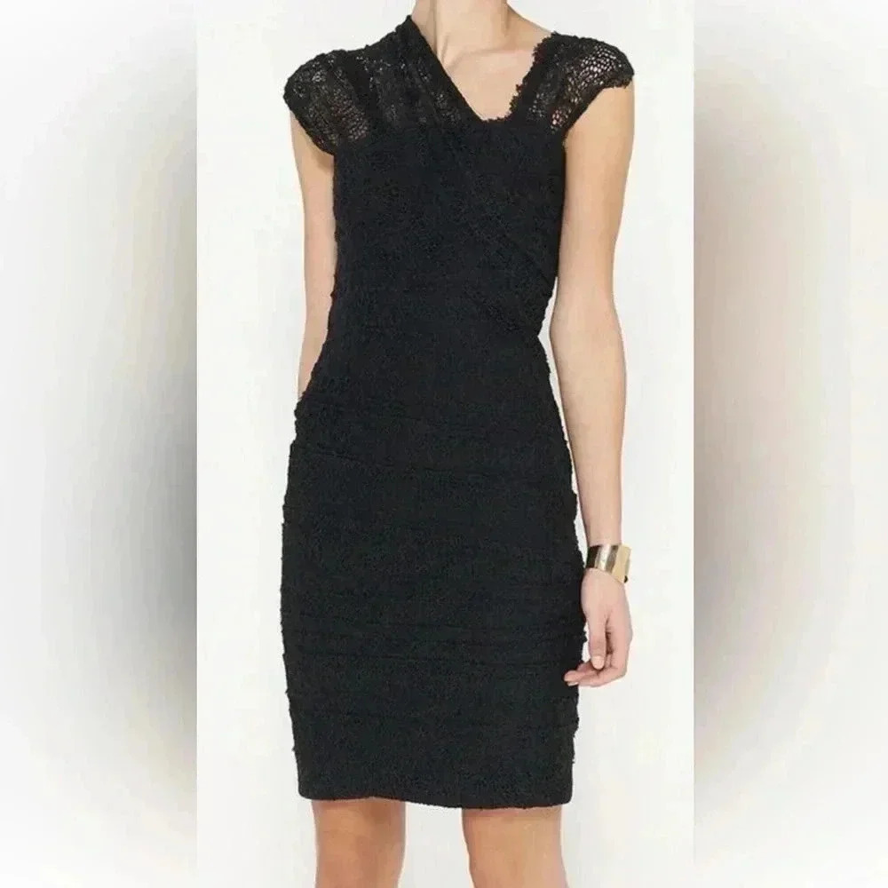 Alexande Wang Lace Mid Length Dress In Black Color Size 6.G7